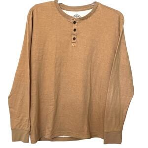 ST. JOHN’S BAY PULL-OVER LONG SLV ROUND NECKLINE POLO SHIRT, MENS, XL-TAN/YELLOW